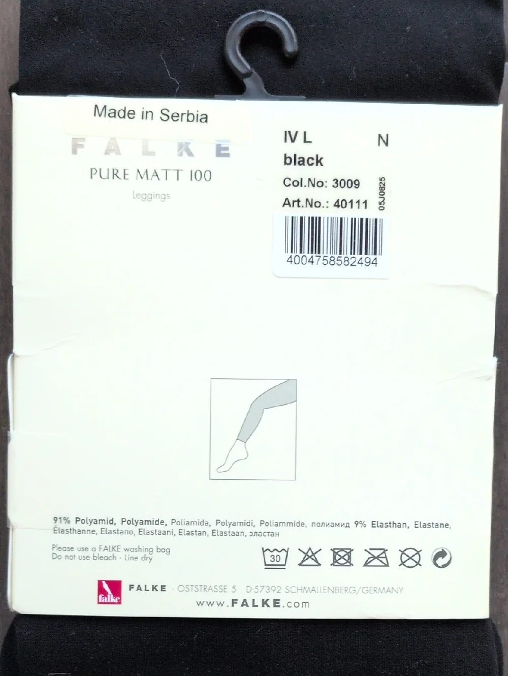 FALKE Pure Matt 100 Leggings - Black - Picture 3 of 3